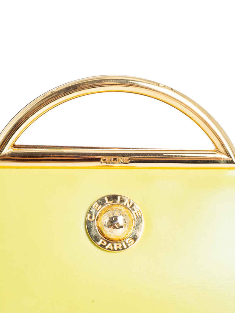 Celine Vintage Leather Top Handle Mini Bag Yellow-designer resale
