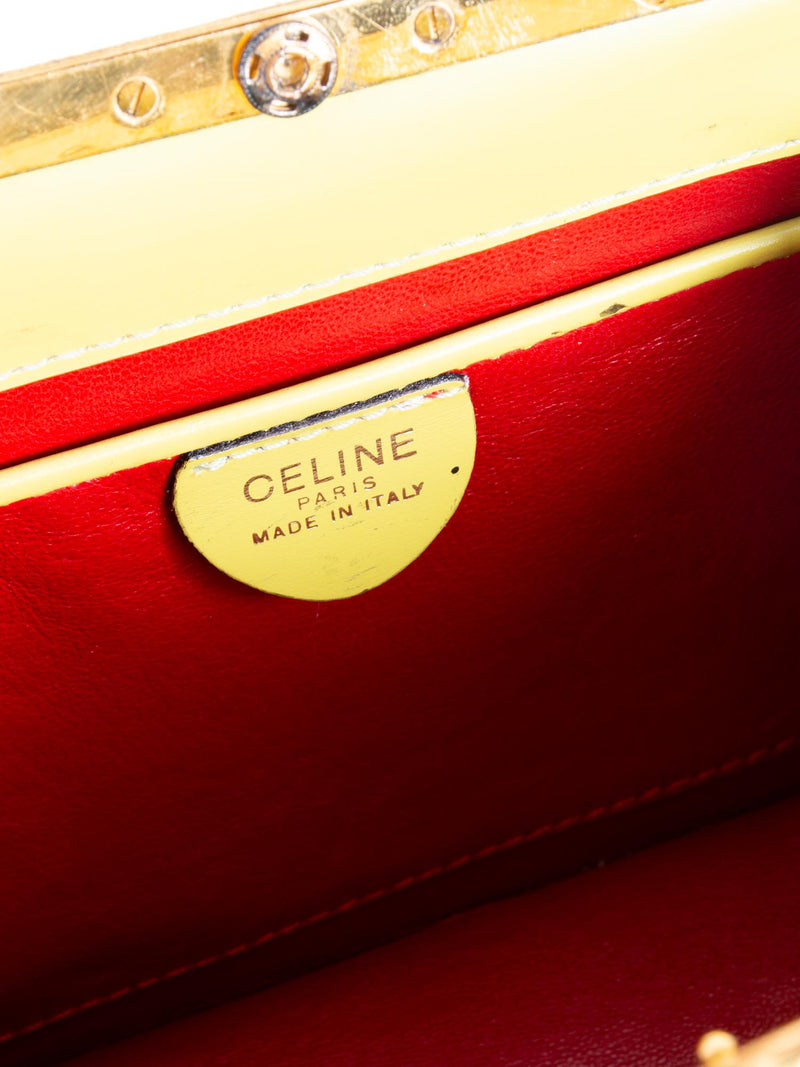 Celine Vintage Leather Top Handle Mini Bag Yellow-designer resale