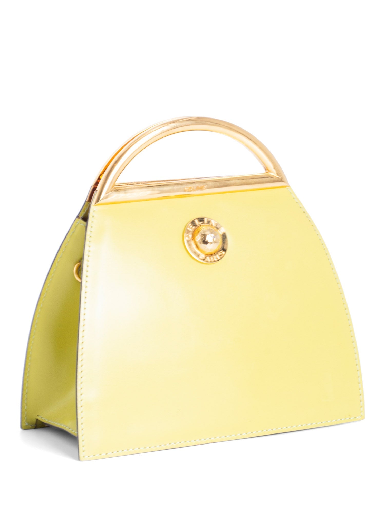 Celine Vintage Leather Top Handle Mini Bag Yellow-designer resale