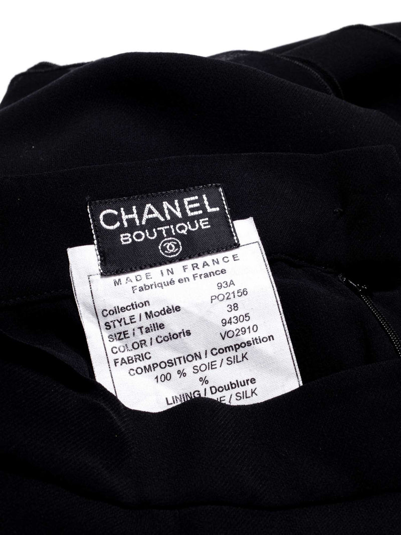 Chanel CC Logo Chiffon Silk Maxi Asymmetrical Skirt Black-designer resale