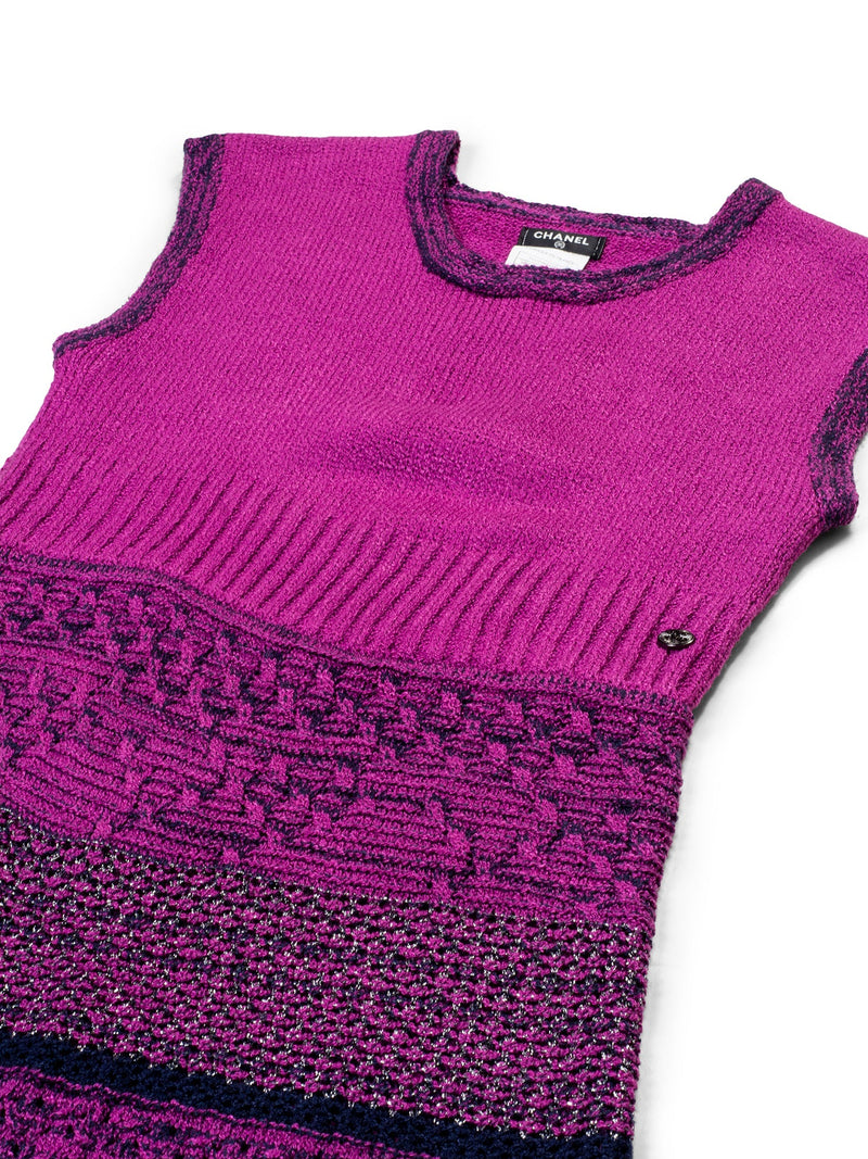 Chanel CC Logo Knitted Sparkly Dress Purple-designer resale