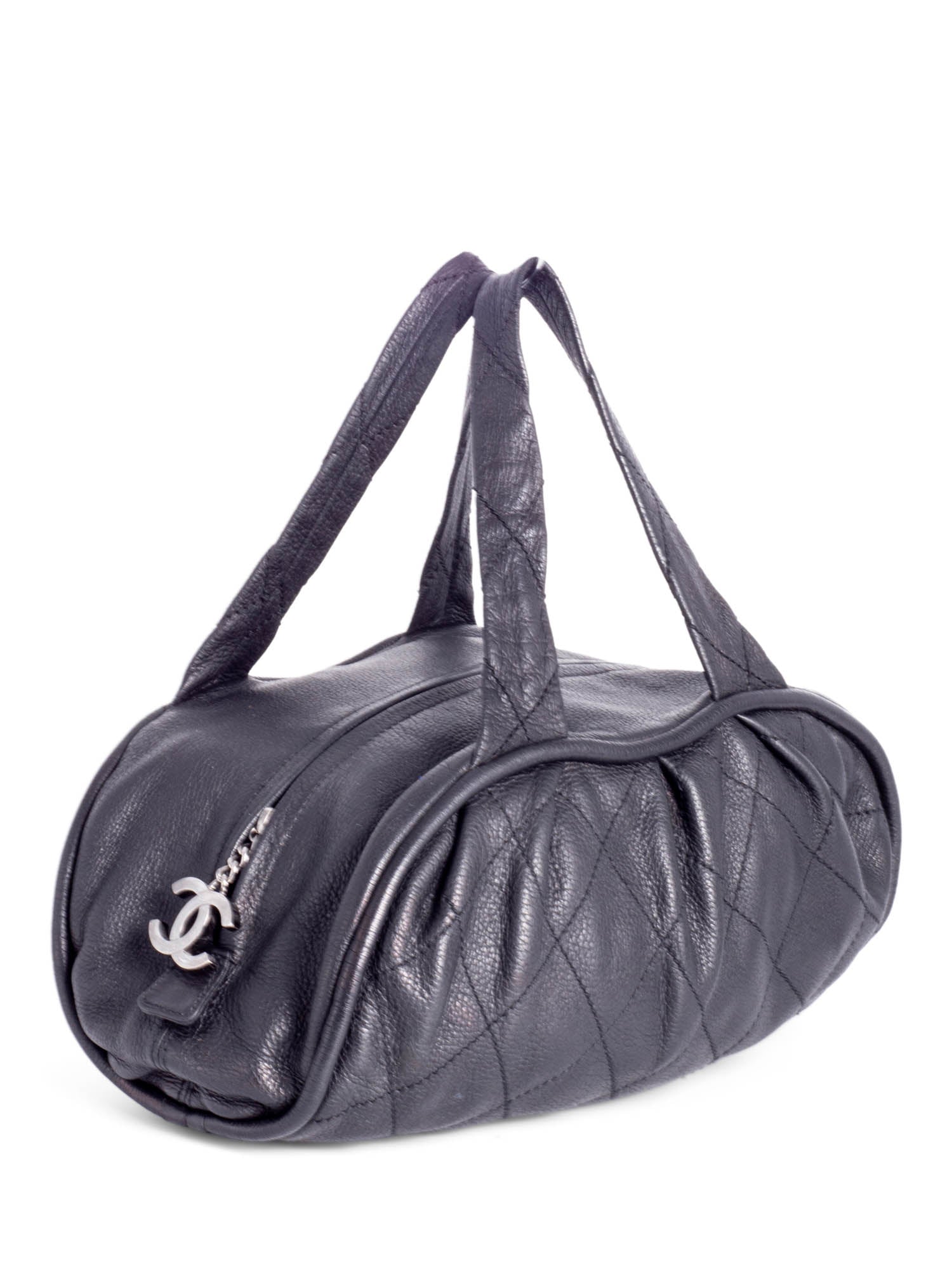 Chanel CC Logo Quilted Caviar Leather Bag Black-designer resale