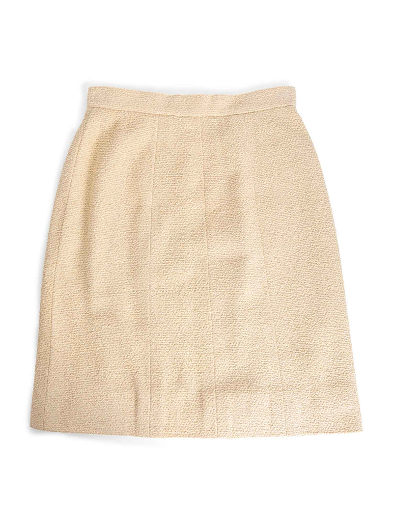 Chanel CC Logo Tweed Mini Pencil Skirt Beige-designer resale