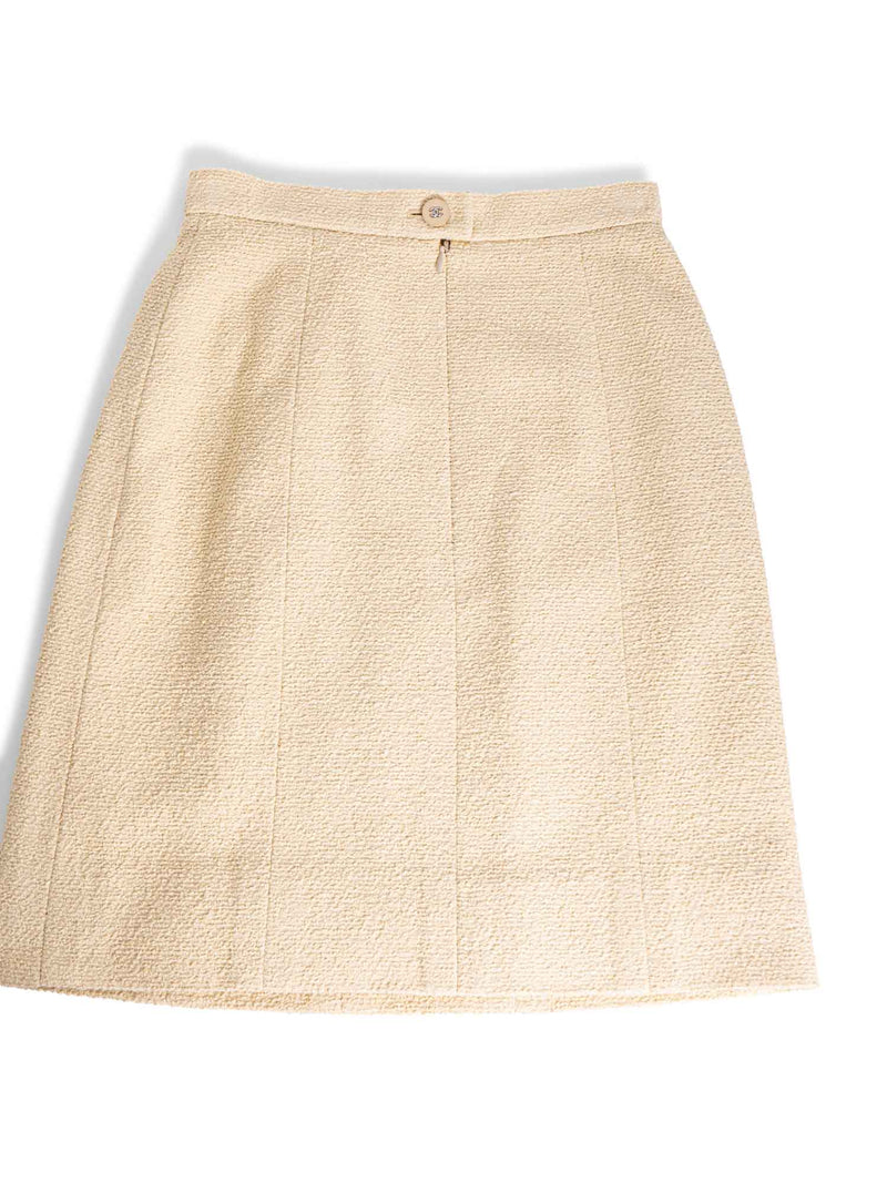 Chanel CC Logo Tweed Mini Pencil Skirt Beige-designer resale