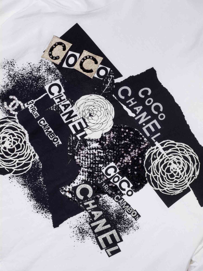 Chanel Cotton Sequin CC Logo Shirt White Black-designer resale