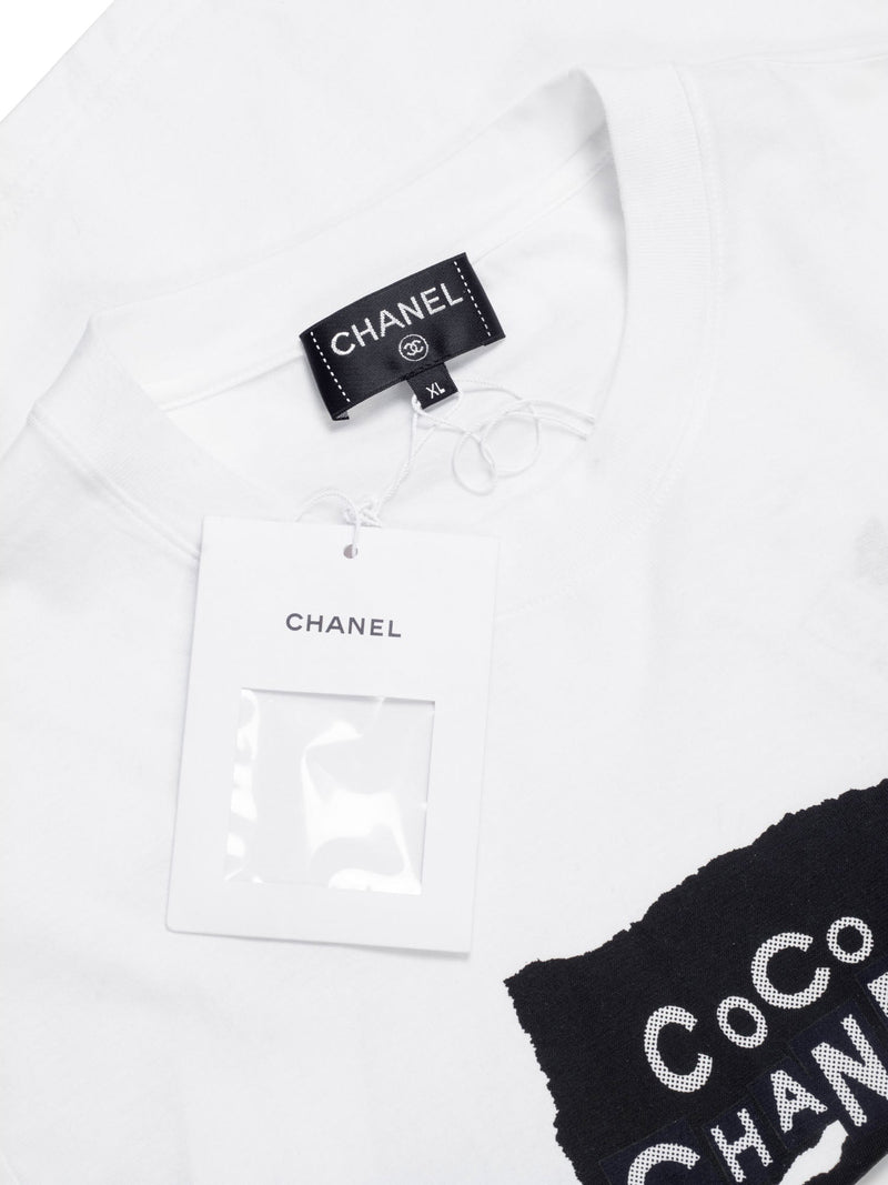 Chanel Cotton Sequin CC Logo Shirt White Black