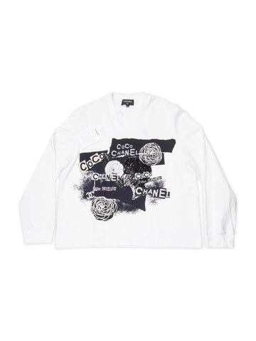 Chanel Cotton Sequin CC Logo Shirt White Black-designer resale