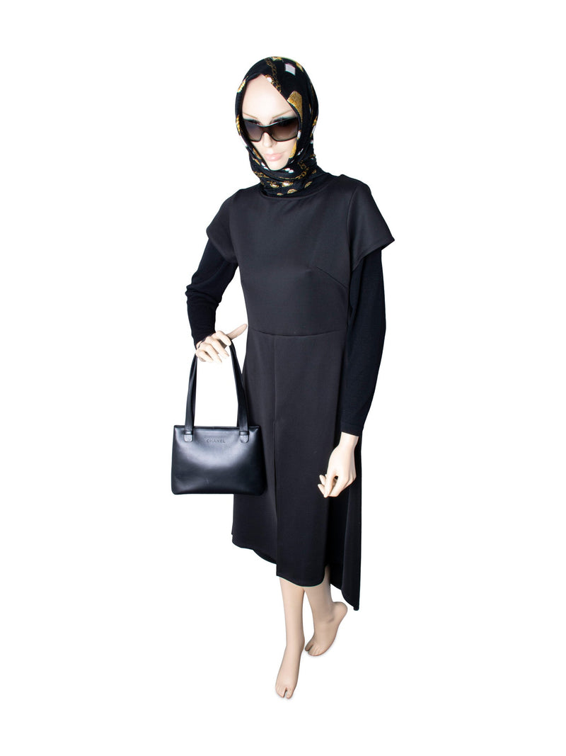 Chanel Leather Logo Petite Shopper Bag Black-designer resale