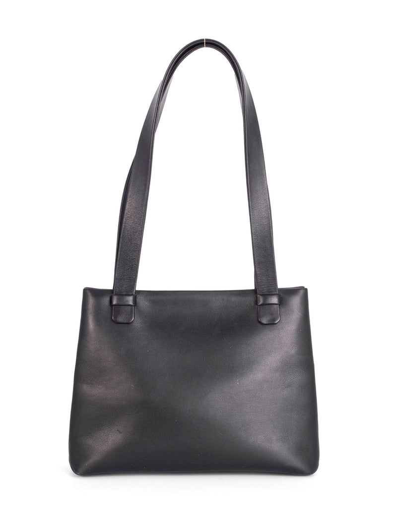 Chanel Leather Logo Petite Shopper Bag Black-designer resale