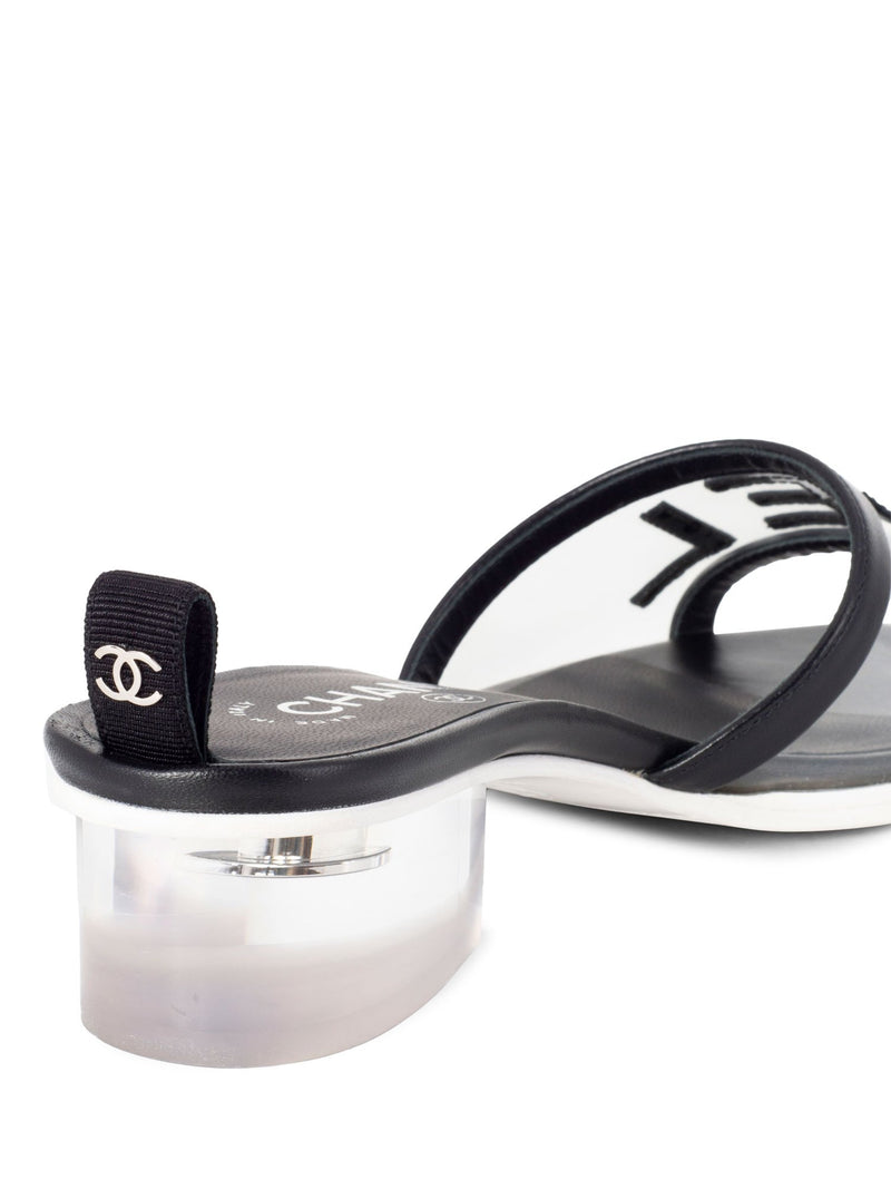 Chanel Logo Transparent PVC Mule Slide Shoes Black