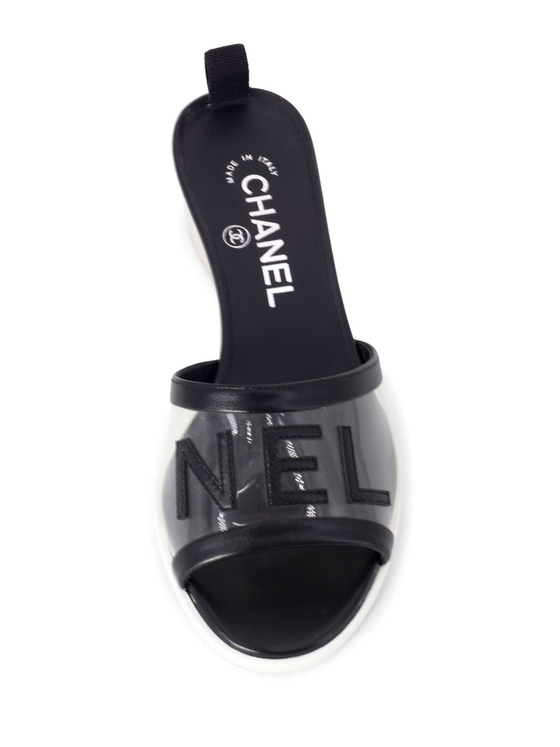 Chanel Logo Transparent PVC Mule Slide Shoes Black-designer resale