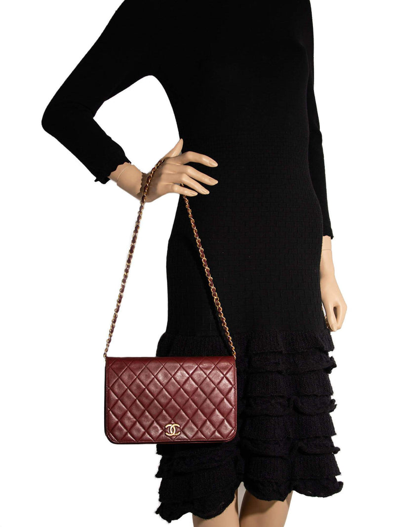 Chanel Quilted Calfskin CC Flap Bag Burgundy