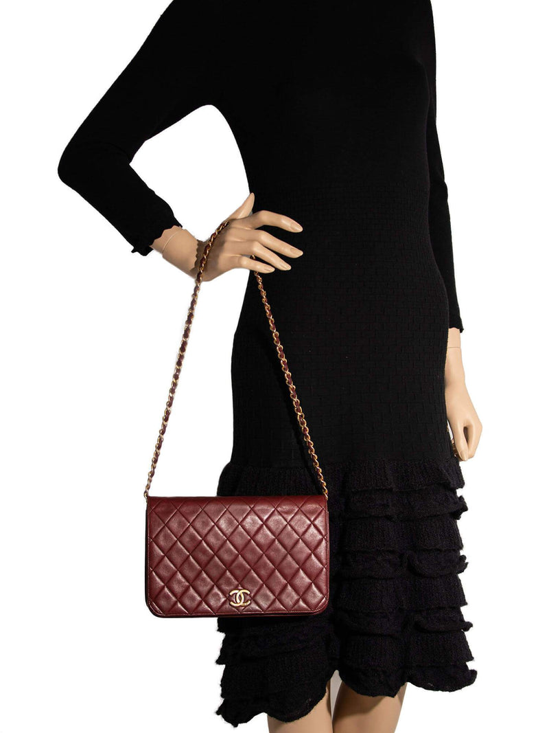 Chanel Quilted Calfskin CC Flap Bag Burgundy-designer resale