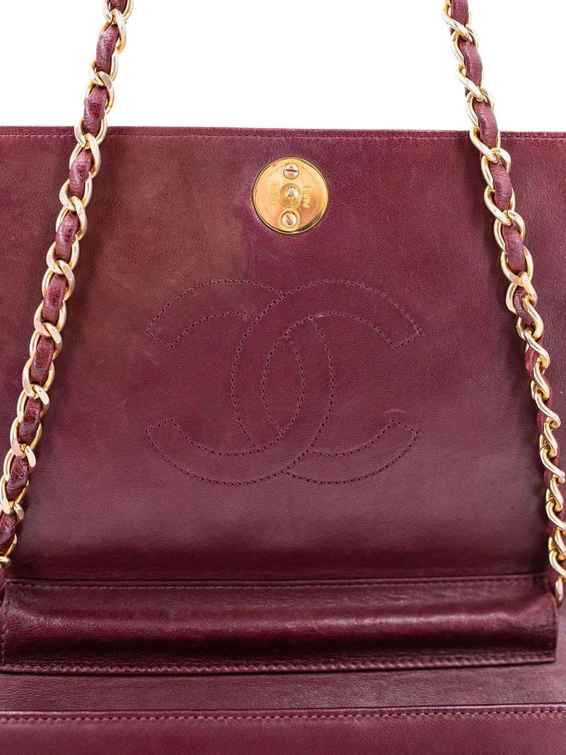 Chanel Quilted Calfskin CC Flap Bag Burgundy-designer resale