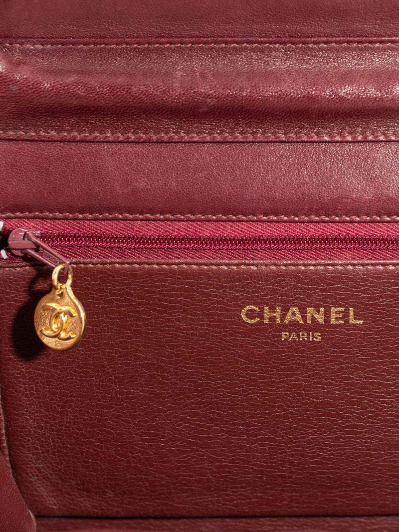 Chanel Quilted Calfskin CC Flap Bag Burgundy-designer resale