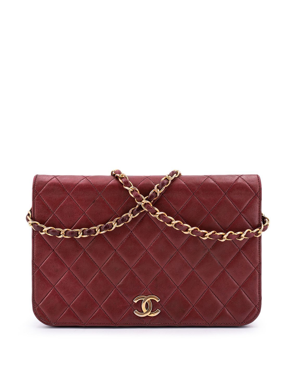 Chanel Quilted Calfskin CC Flap Bag Burgundy-designer resale