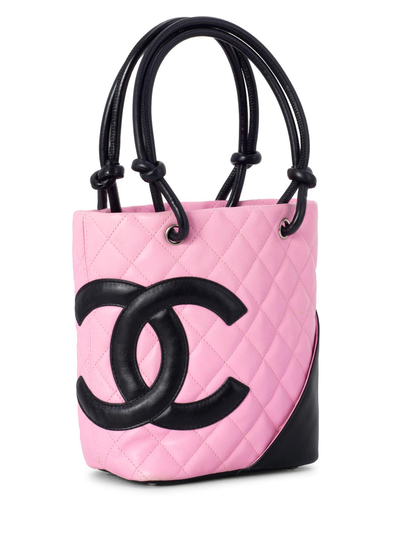 Chanel Quilted Leather Mini Cambon Bucket Bag Pink-designer resale