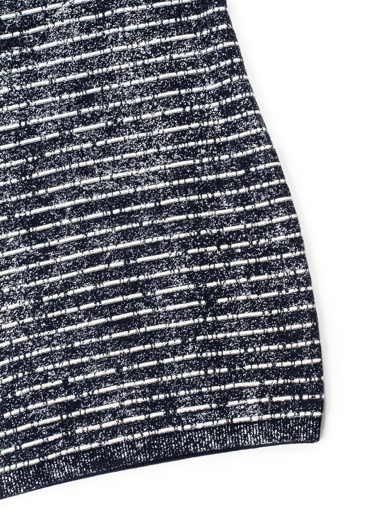 CHANEL Sparkly Knit CC Logo Dress Black White-designer resale