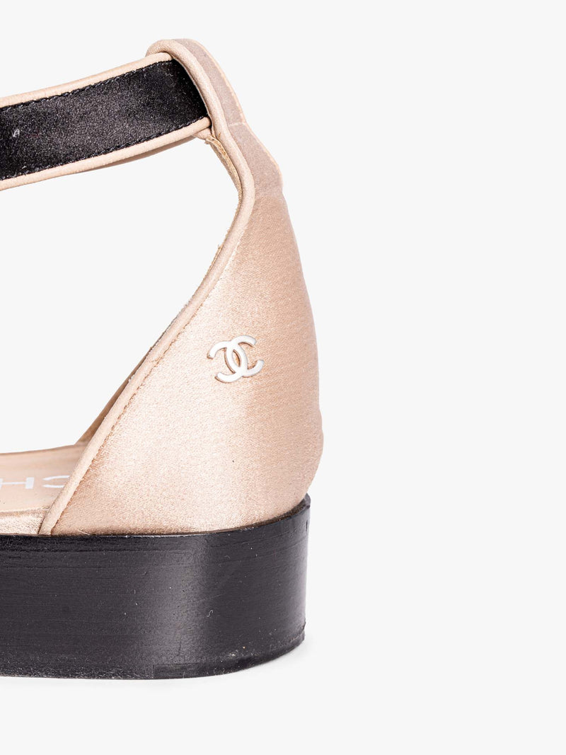Chanel Spring Runway 2015 Cut-Out Bow Oxfords Shoes Black Beige-designer resale