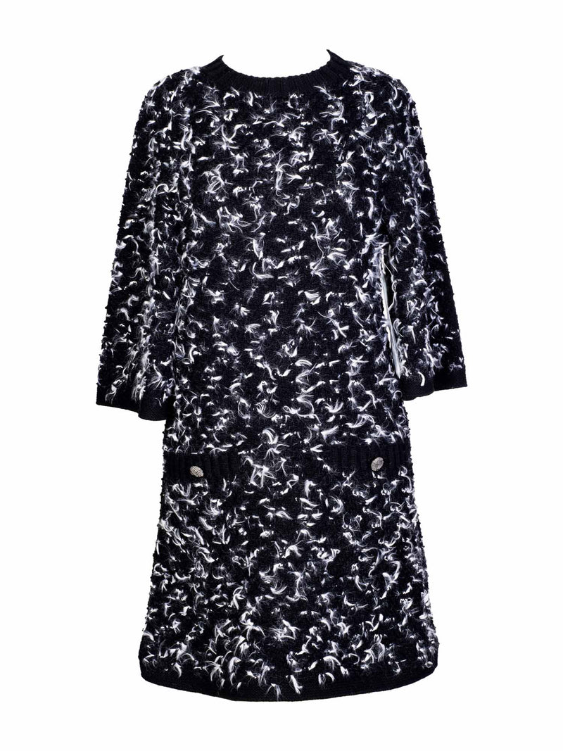 Chanel Tweed Mini Dress Black White-designer resale