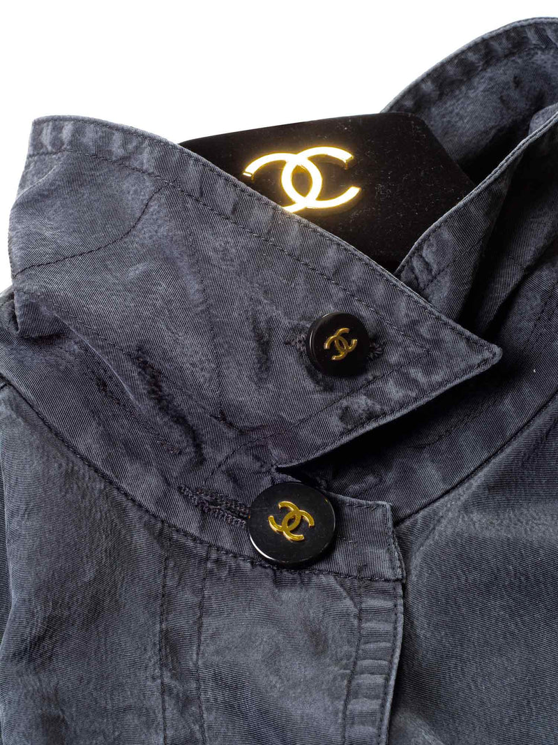 Chanel Waterproof Cotton CC Logo Swing Raincoat Grey-designer resale