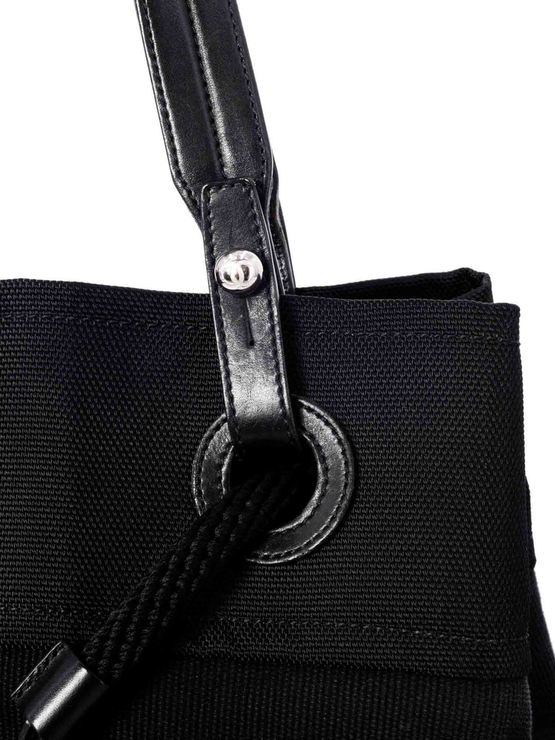 Chanel XL Timeless Beach Drawstring Rope Bag Black Blue-designer resale