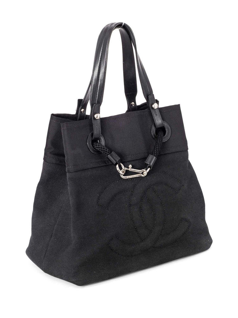 chanel black beach bag tote