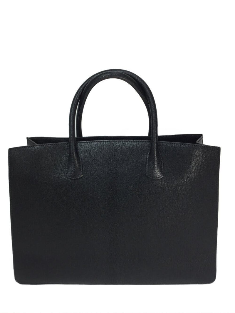 Chevre De Coromandel White Bus Tote Black-designer resale