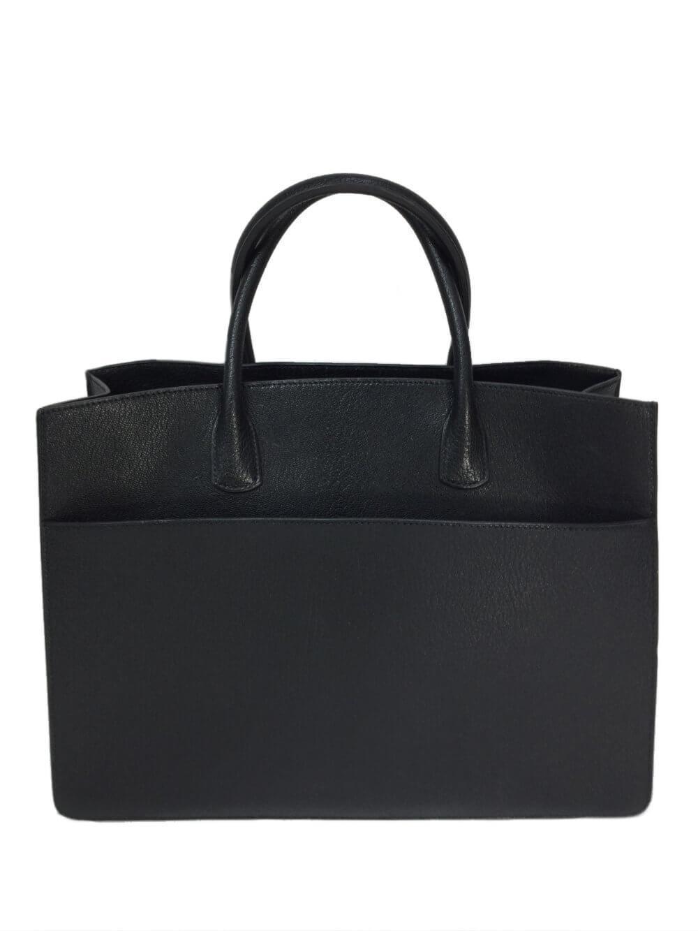 Chevre De Coromandel White Bus Tote Black-designer resale