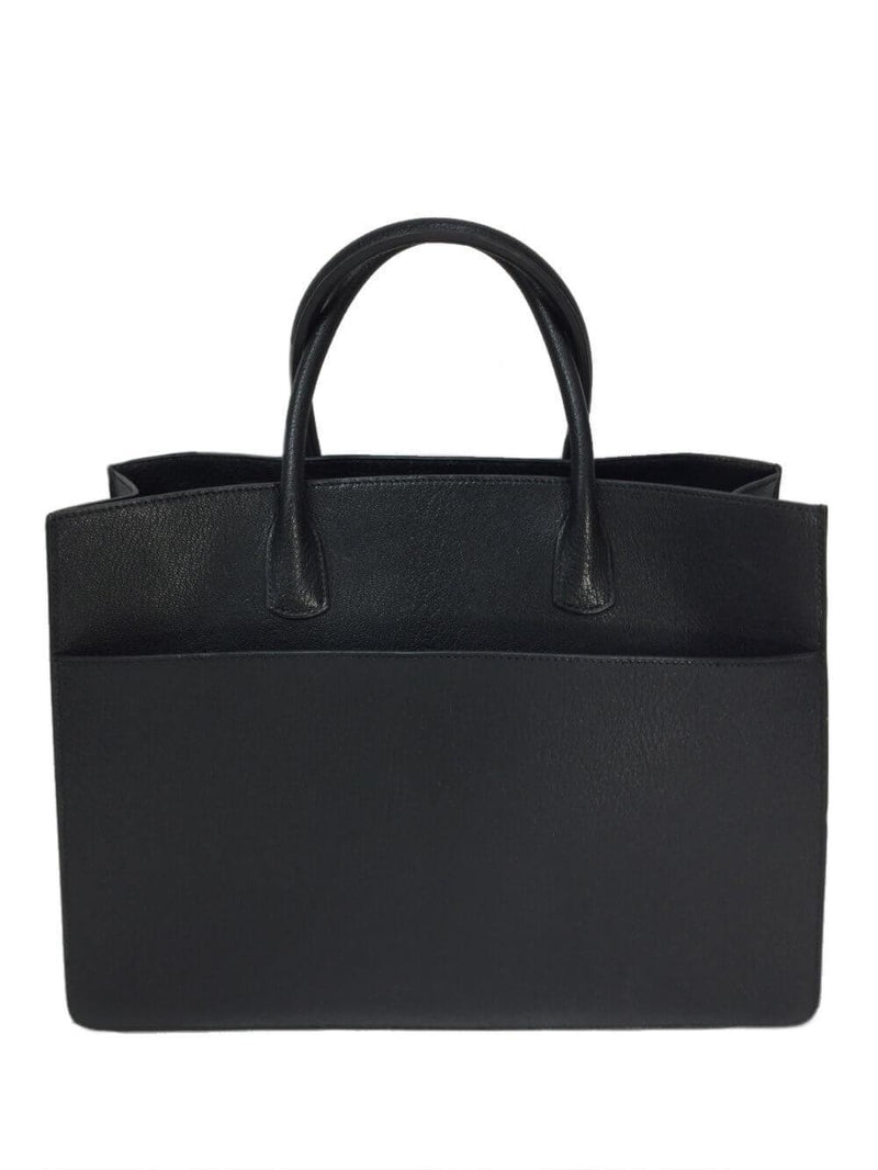 Chevre De Coromandel White Bus Tote Black-designer resale