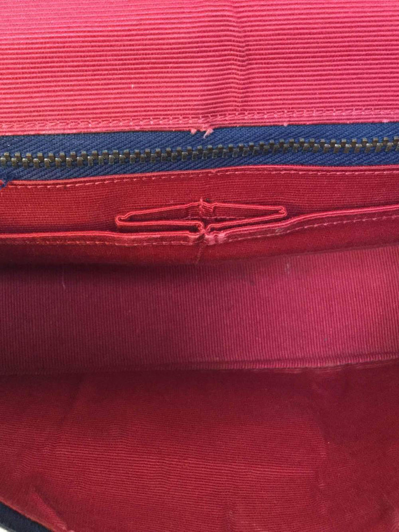 Chevron Jersey Vintage Flap Bag Navy Blue-designer resale