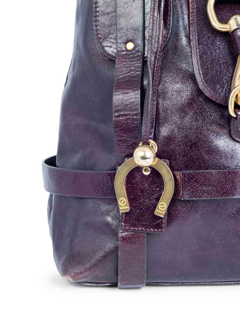 Chloe Brown Leather Horseshoe Equestrian Tote Bag