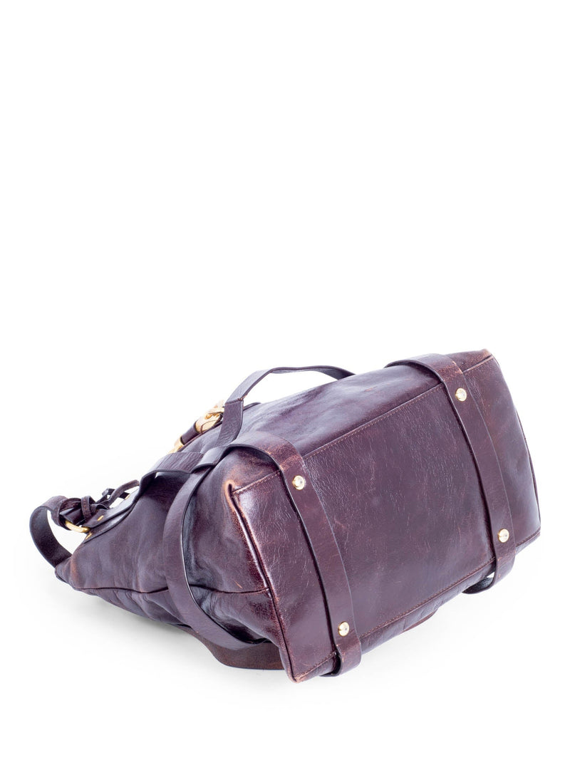 Chloe Brown Leather Horseshoe Equestrian Tote Bag-designer resale