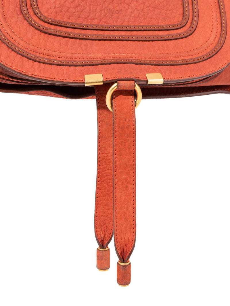 Chloe Calfskin Medium Marcie Saddle Bag Brown-designer resale