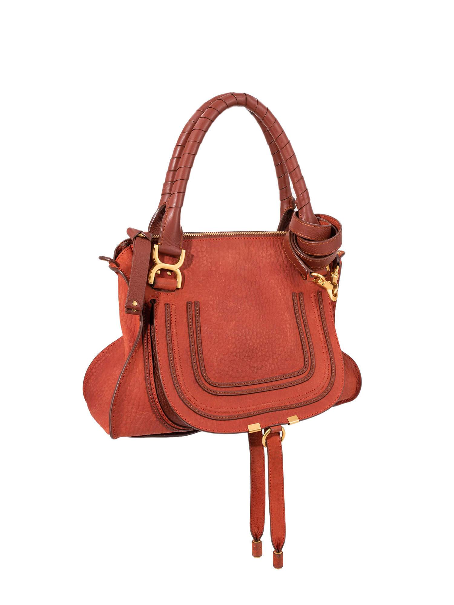 Chloe Calfskin Medium Marcie Saddle Bag Brown-designer resale