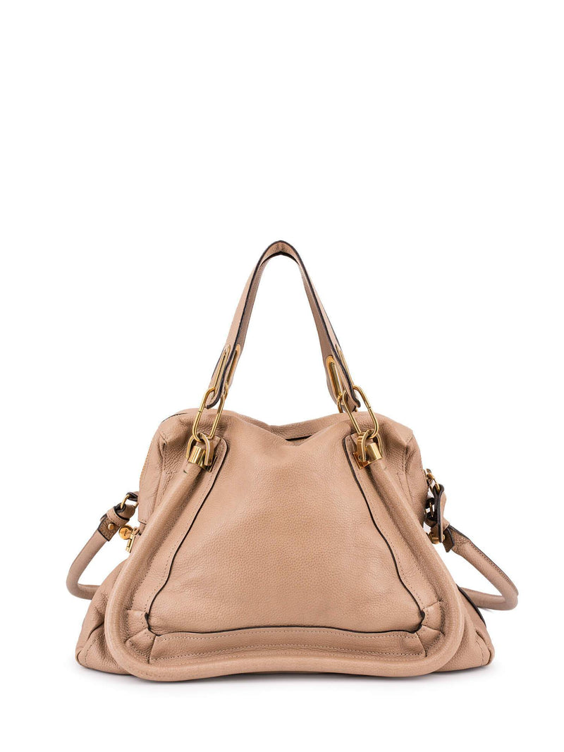 Chloe Calfskin Medium Paraty Bag Beige-designer resale
