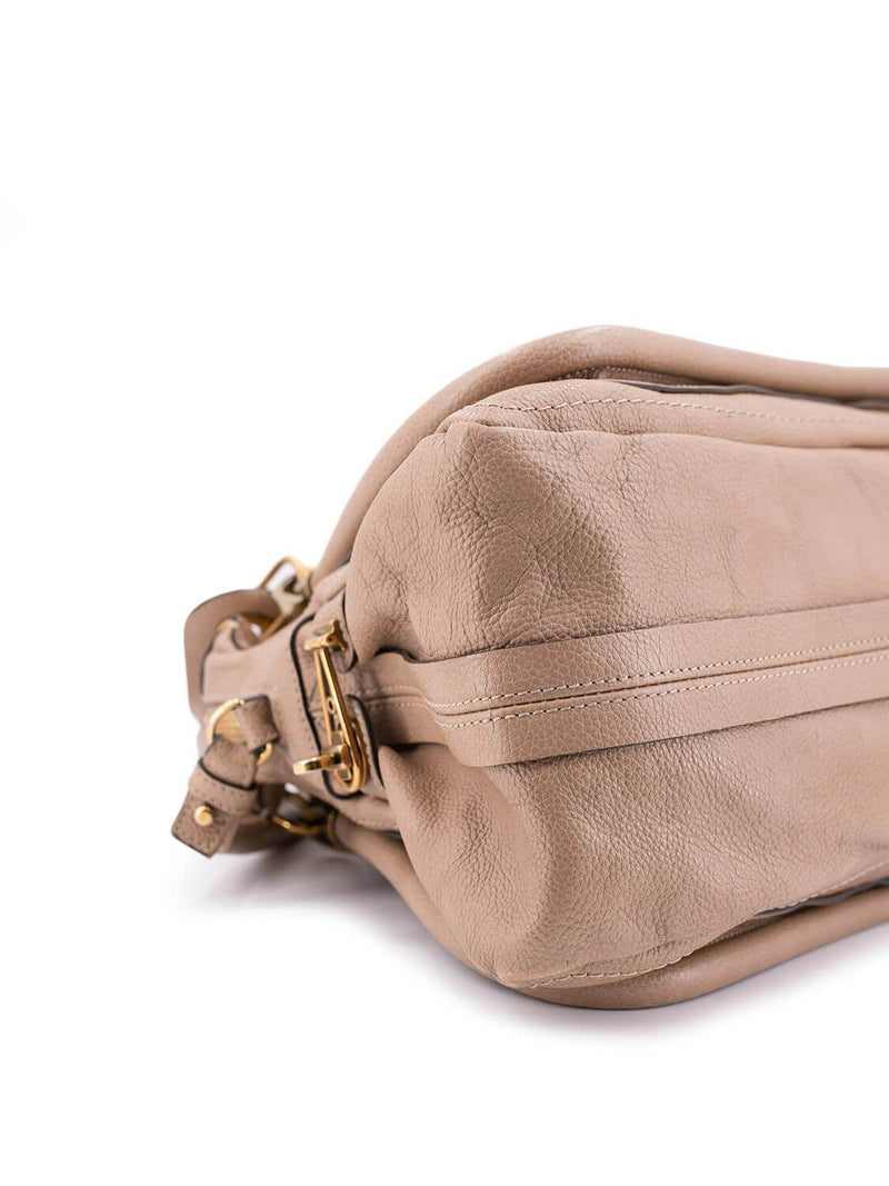 Chloe Calfskin Medium Paraty Bag Beige-designer resale
