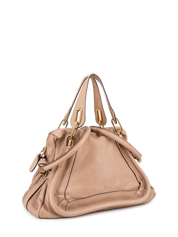 Chloe Calfskin Medium Paraty Bag Beige-designer resale