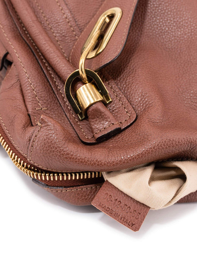 Chloe Calfskin Medium Paraty Bag Brown-designer resale