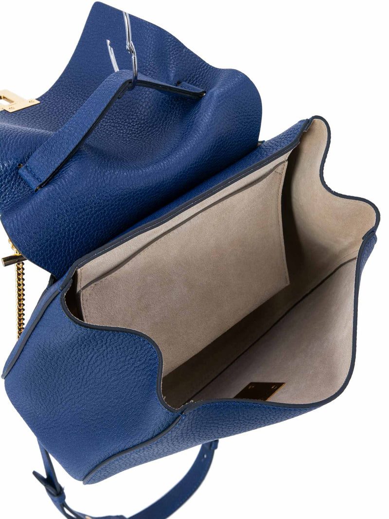 Chloe Leather Drew Messenger Bag Blue-designer resale