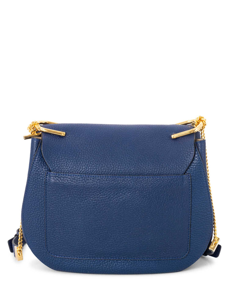 Chloe Leather Drew Messenger Bag Blue-designer resale