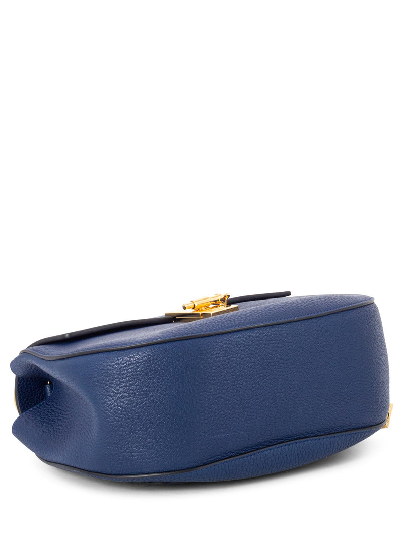Chloe Leather Drew Messenger Bag Blue-designer resale
