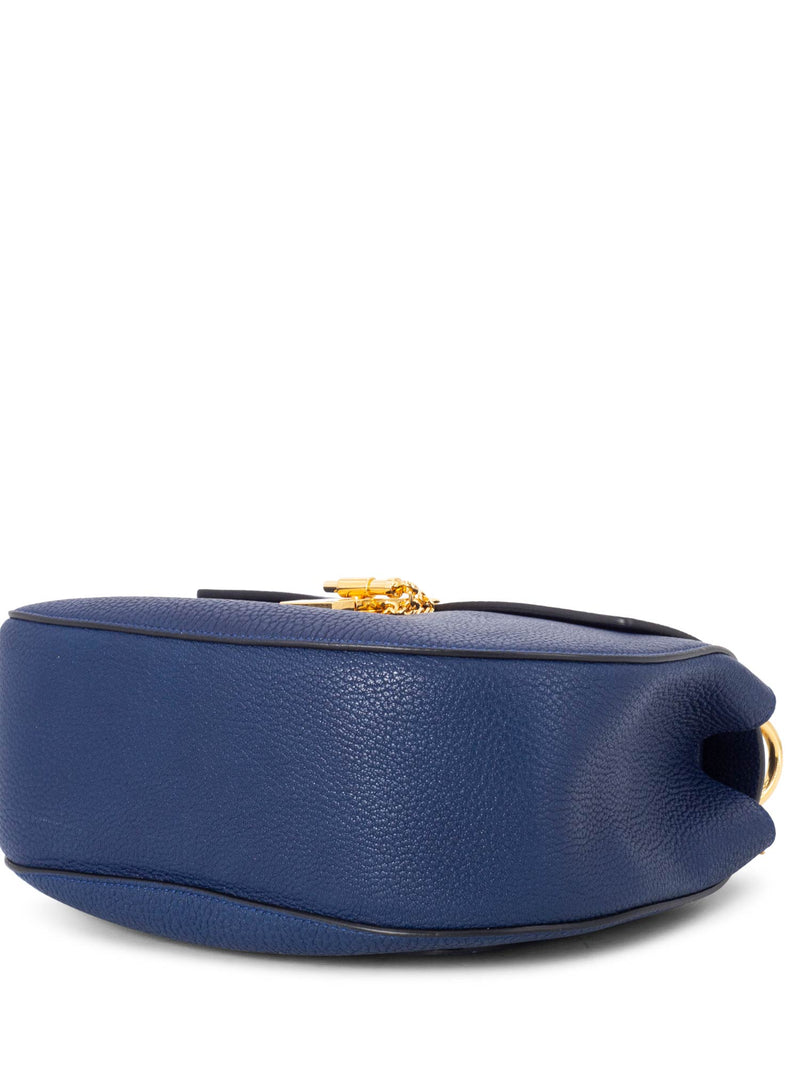 Chloe Leather Drew Messenger Bag Blue-designer resale
