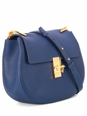 Chloe Leather Drew Messenger Bag Blue-designer resale