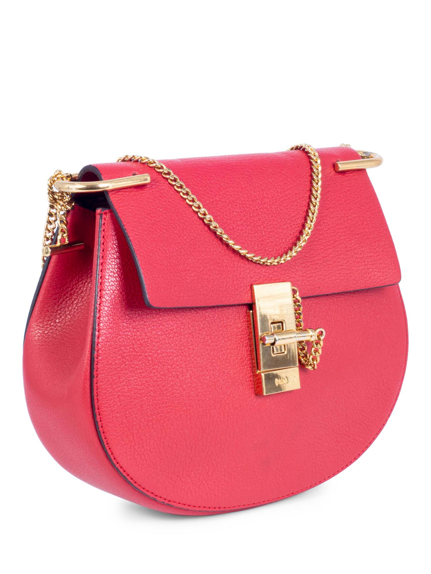 Chloe Leather Drew Messenger Bag Red-designer resale