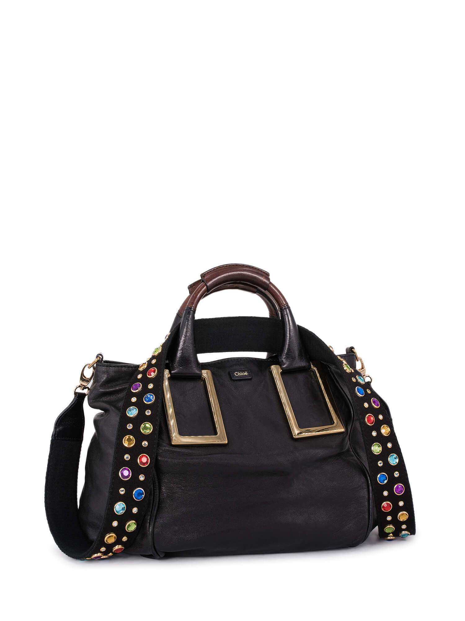 Chloe Leather Ethel Satchel Bag Black-designer resale