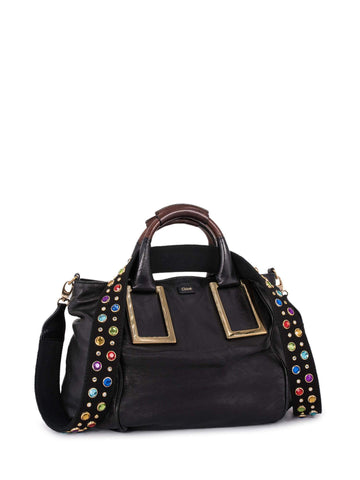 Chloe Leather Ethel Satchel Bag Black-designer resale