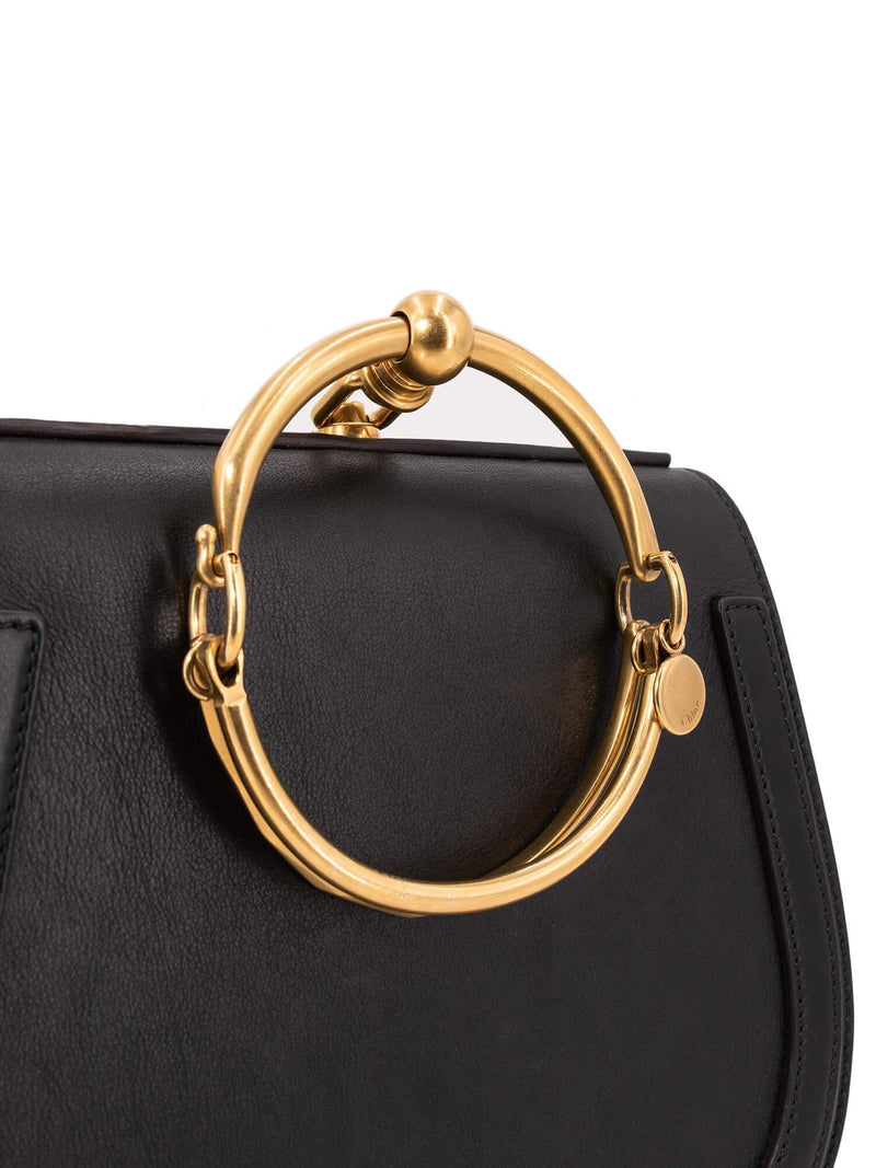 Chloe Leather Medium Nile Bracelet Bag Black