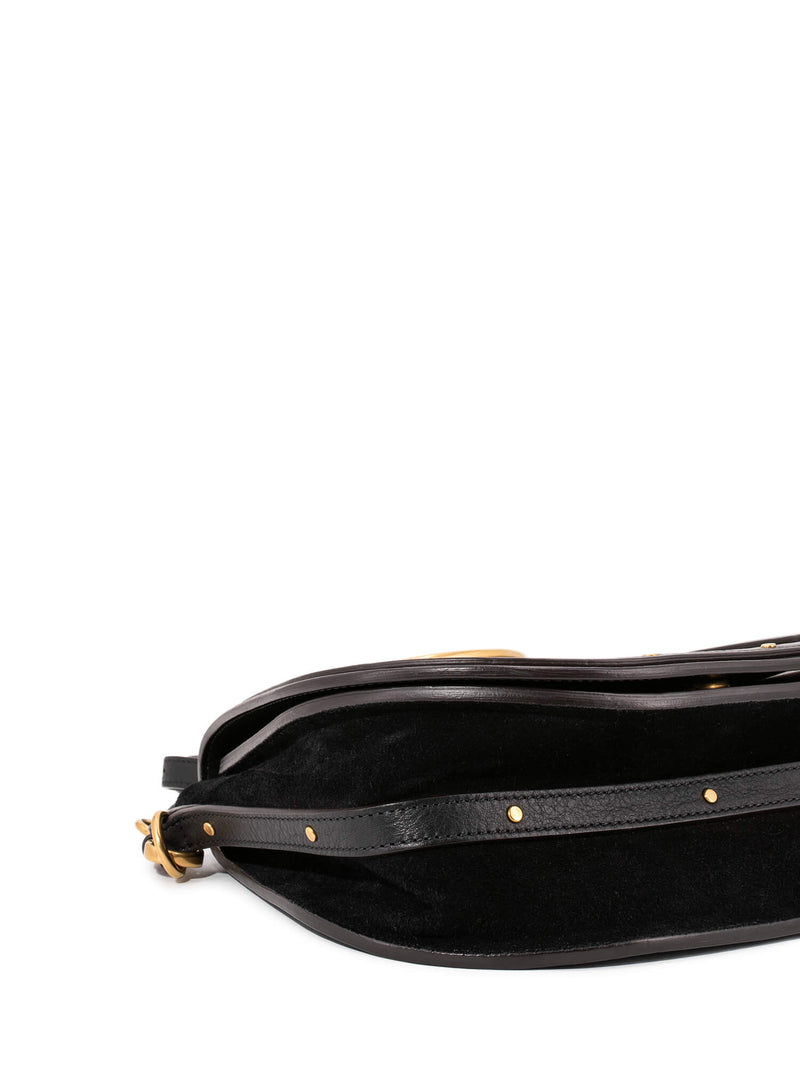 Chloe Leather Medium Nile Bracelet Bag Black-designer resale