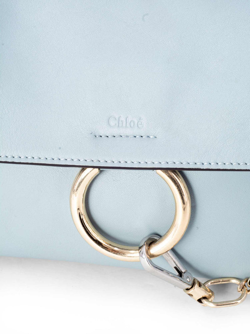 Chloe Blue Leather Small Faye Shoulder Bag